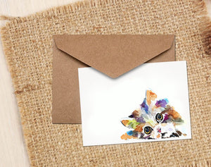 Rainbow Kitten/Cat Greeting/Note Card-Kitten Art card, Cat Greeting card ,Kitten Greetings card