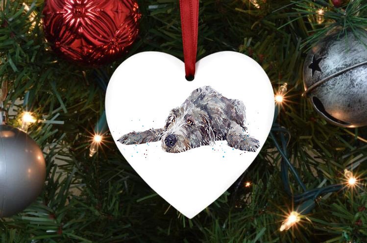 Irish Wolfhound Heart Tree Decoration.Irish Wolfhound Xmas Tree Decoration,Irish Wolfhound Christmas Tree Ornament,Irish Wolfhound Tree