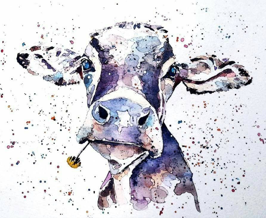 It's hard looking this pretty " Print Watercolour.Cow art, cow print,cow watercolour,cow painting,cow wall art,cow wall decor