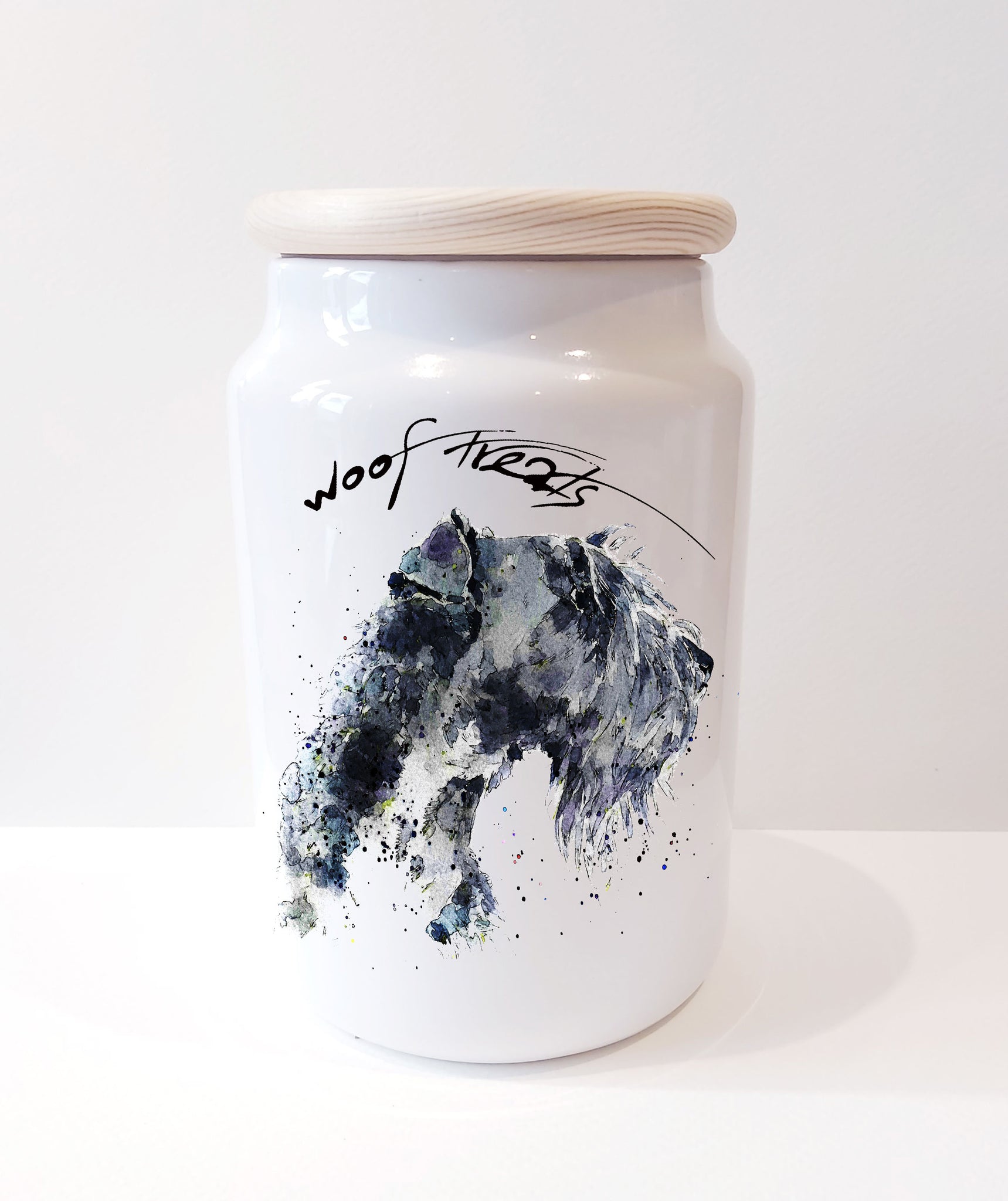 Kerry Blue Terrier Ceramic Treats Jar.Kerry Blue Terrier Canister,KBT jar,KBT Doggie treats container.