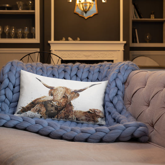 "Highland Cows (Version 1)" - Premium Pillow/Cushion