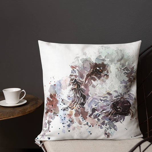 Bedlington Terrier (Version 5) | Premium Pillow/Cushion | Edswatercolours