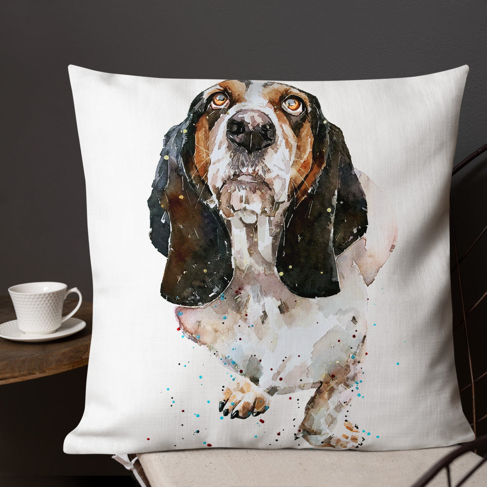 Basset Hound (Version 3) | Premium Pillow/Cushion | Edswatercolours