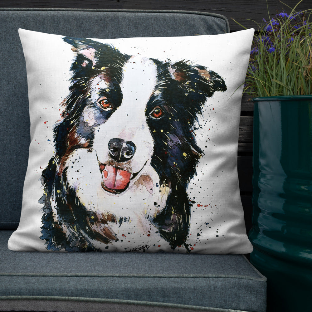 Border Collie (Version 1) | Premium Pillow/Cushion | Edswatercolours