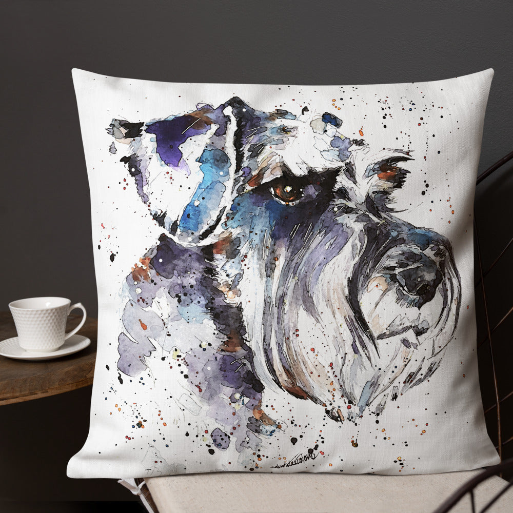 Schnauzer: The Thinker | Premium Pillow/Cushion | Edswatercolours