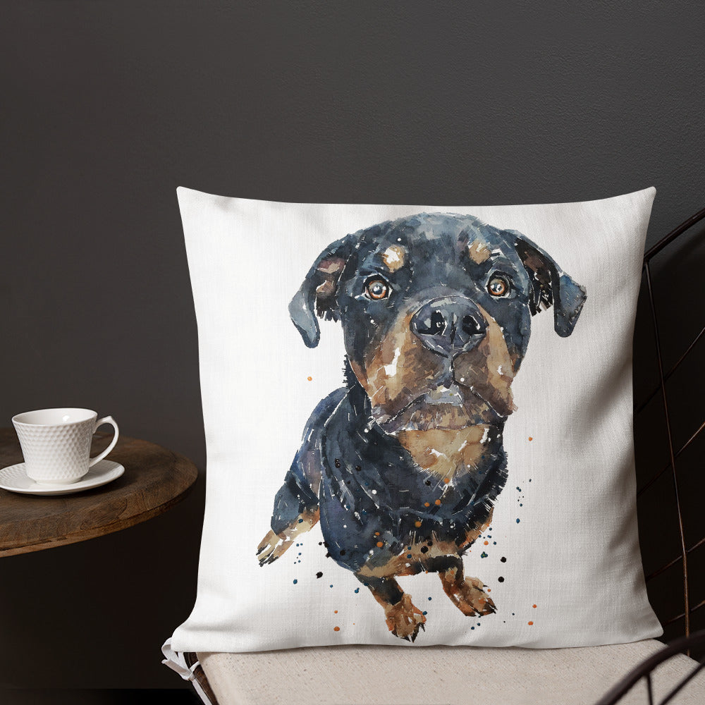 Rottweiler (Version 2) | Premium Pillow/Cushion | Edswatercolours