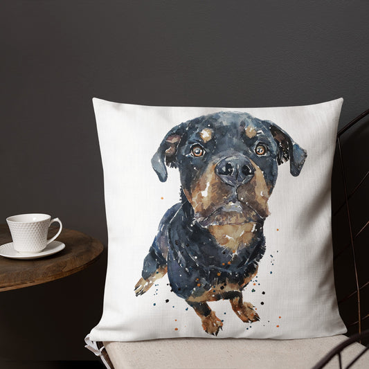 Rottweiler (Version 2) | Premium Pillow/Cushion | Edswatercolours