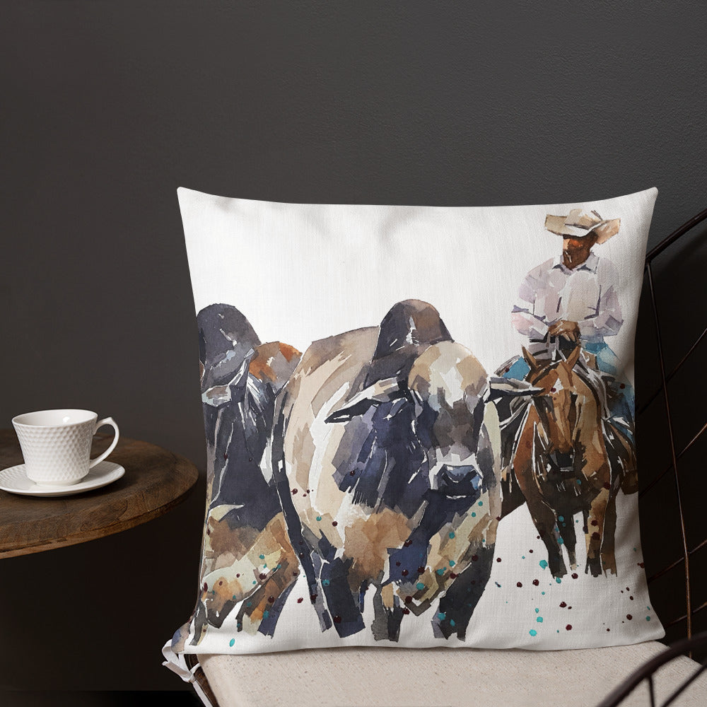 Brahman Cattle Easy Rider Premium Pillow/Cushion