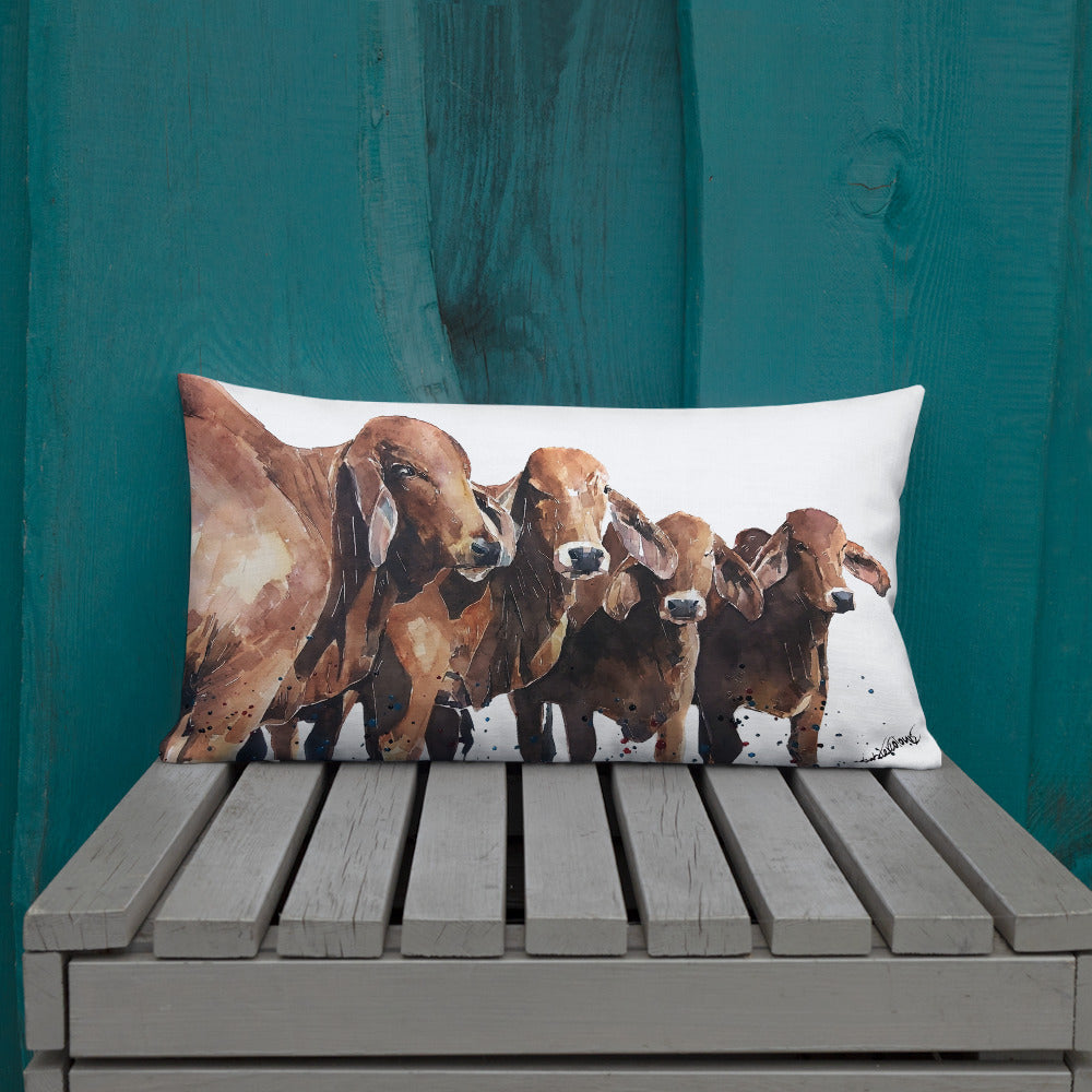 "Brahman Cattle (Version 1)" - Premium Pillow/Cushion