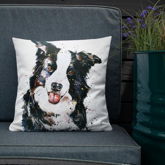 Border Collie (Version 1) | Premium Pillow/Cushion | Edswatercolours
