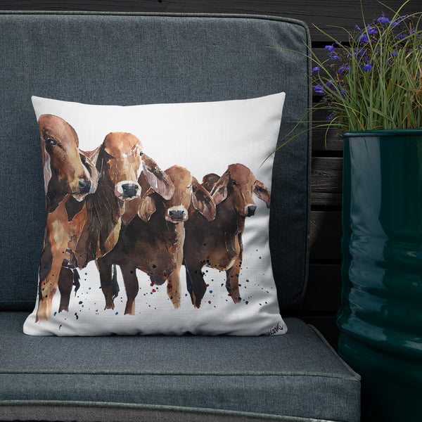 "Brahman Cattle (Version 1)" - Premium Pillow/Cushion