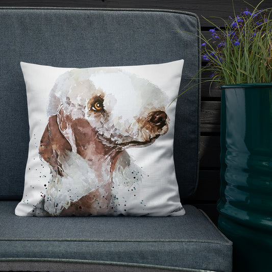 Bedlington Terrier (Version 3) | Premium Pillow/Cushion | Edswatercolours