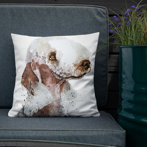 "Bedlington Terrier (Version 3)" -  Premium Throw Pillow/Cushion