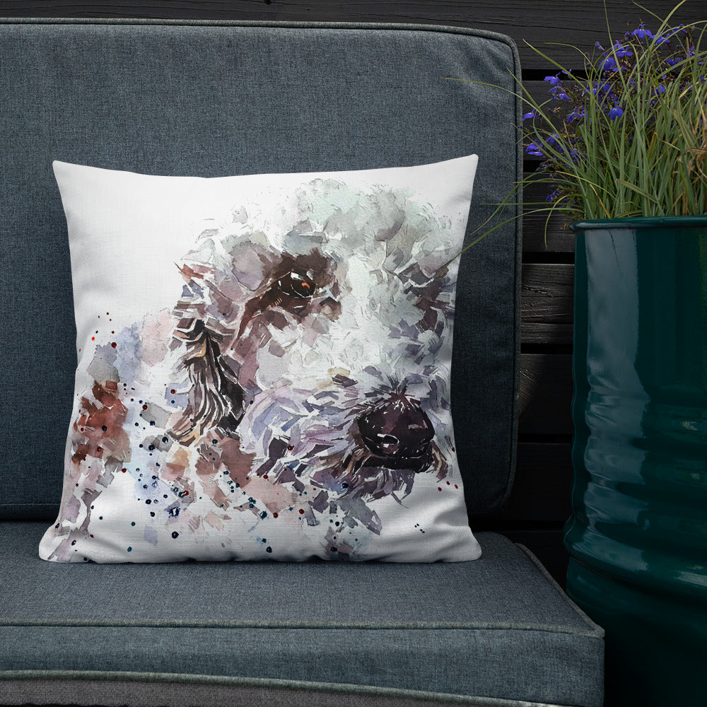 Bedlington Terrier (Version 5) | Premium Pillow/Cushion | Edswatercolours