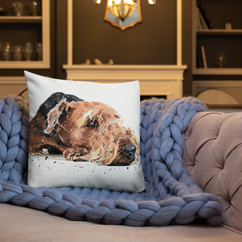 Airedale Terrier (Version 4) | Premium Pillow/Cushion | Edswatercolours