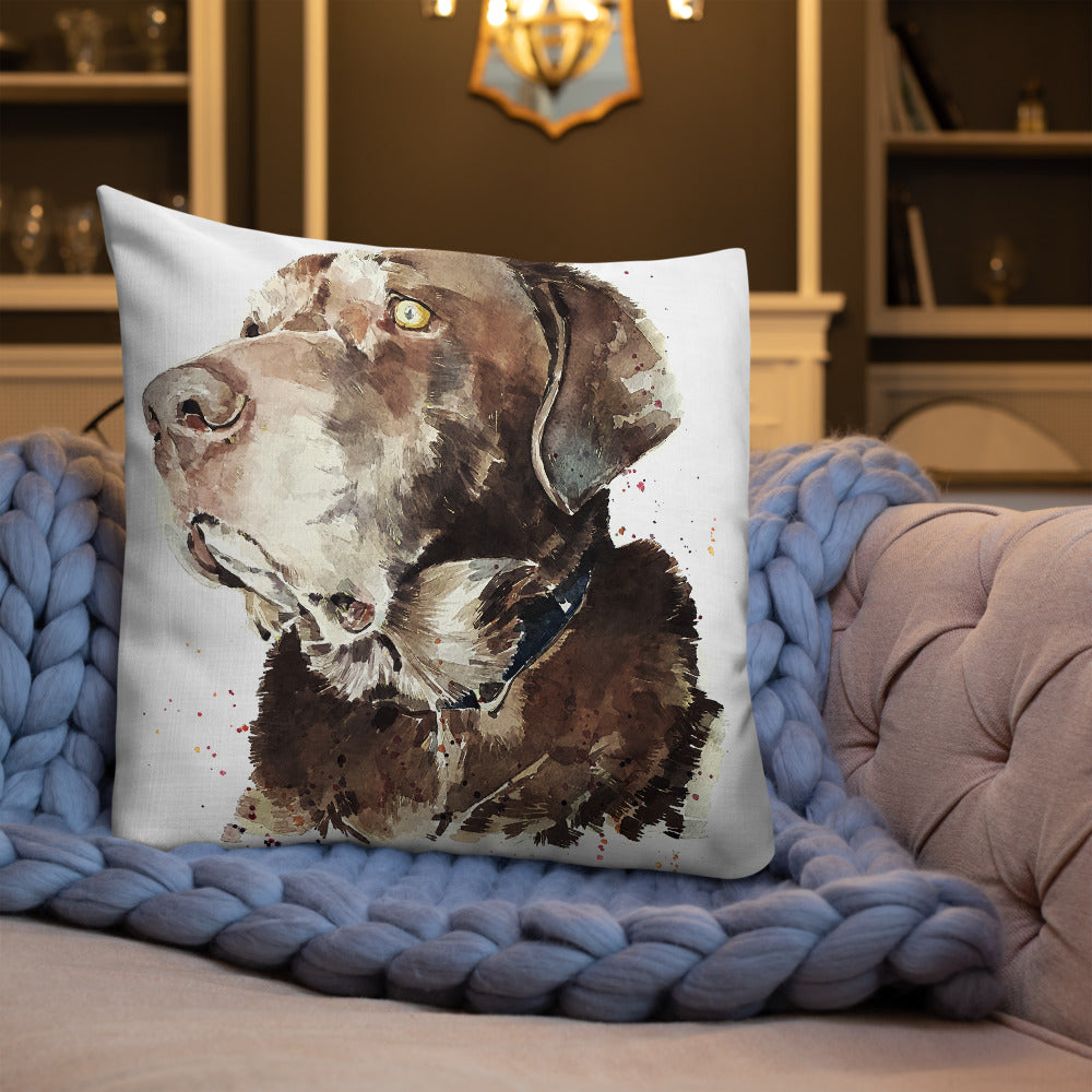 "Chocolate Labrador (Version 3)" - Deluxe Premium Pillow/Cushion