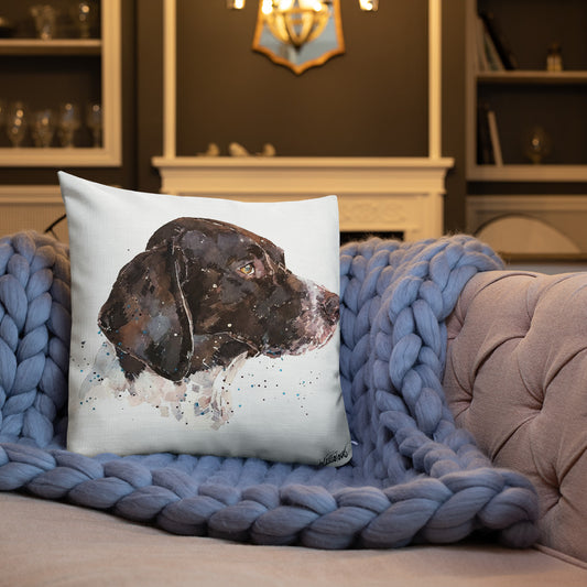 German Short-Haired Pointer: The Thinker | Premium Pillow/Cushion | Edswatercolours