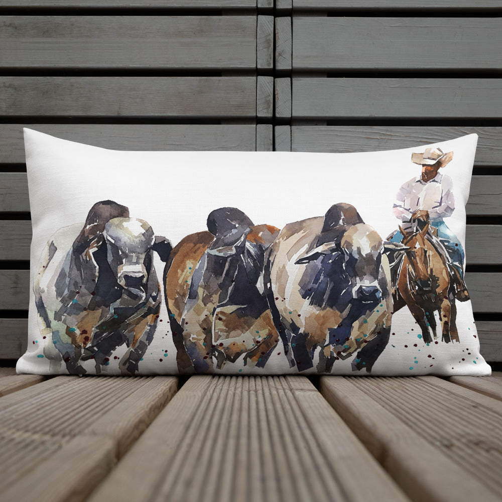 Brahman Cattle Easy Rider Premium Pillow/Cushion