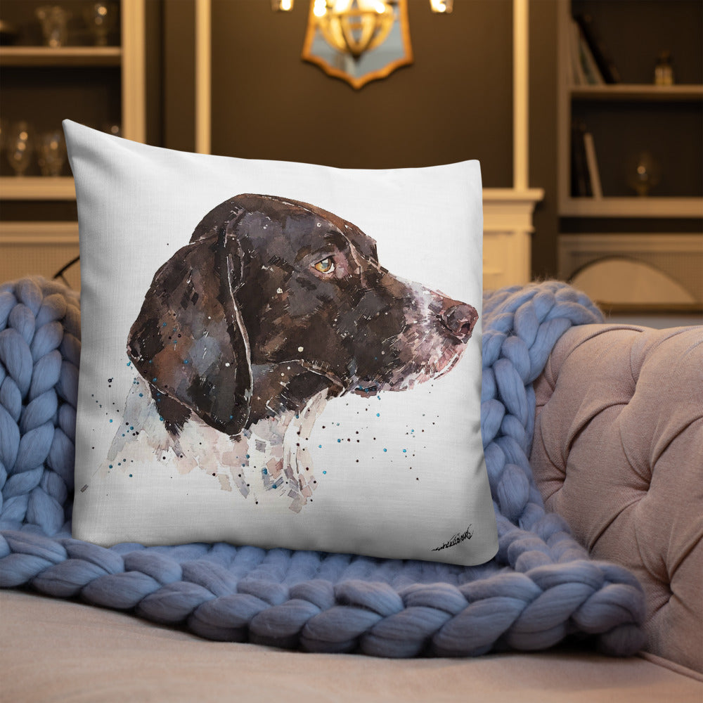 German Short-Haired Pointer: The Thinker | Premium Pillow/Cushion | Edswatercolours