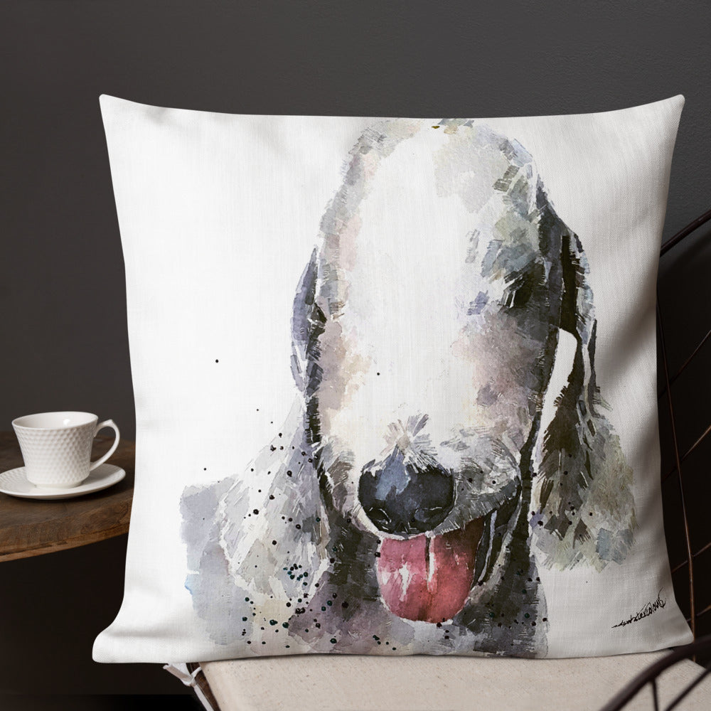 Bedlington Terrier (Version 4) | Premium Pillow/Cushion | Edswatercolours