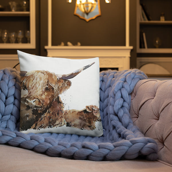 "Highland Cows (Version 1)" - Premium Pillow/Cushion