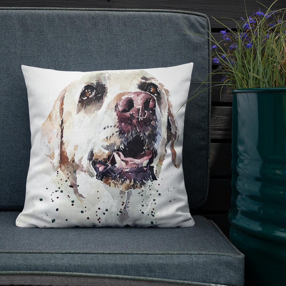 Yellow Labrador (Version 2) | Premium Pillow/Cushion | Edswatercolours
