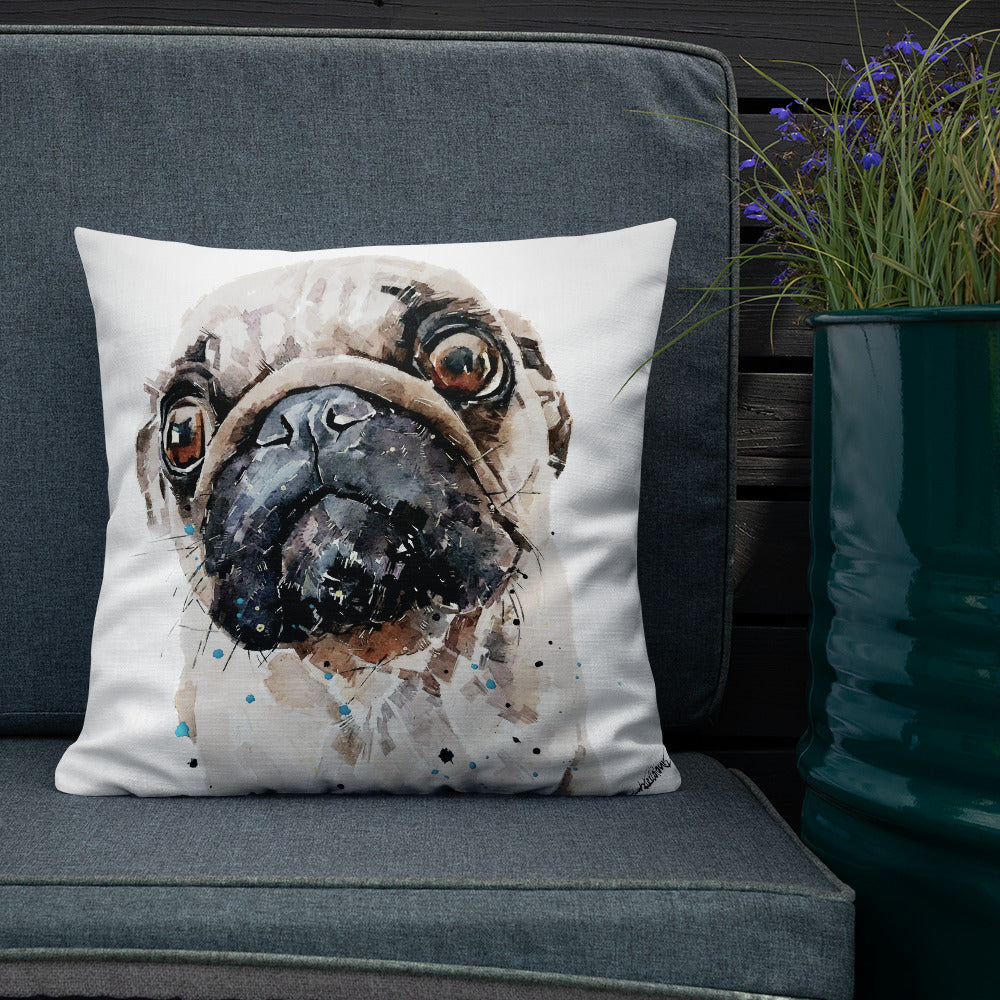 Pug (Version 1) | Premium Pillow/Cushion | Edswatercolours