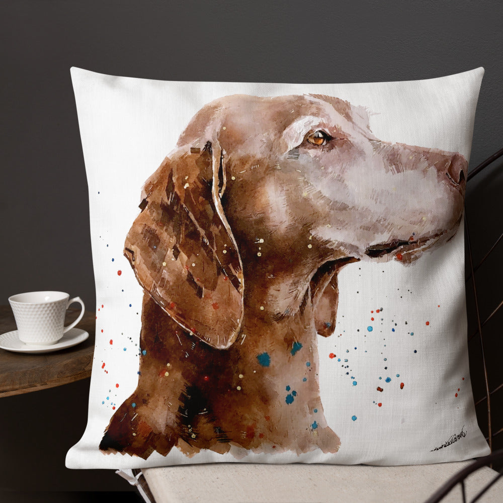 Vizsla: Sugar Face | Premium Pillow/Cushion | Edswatercolours