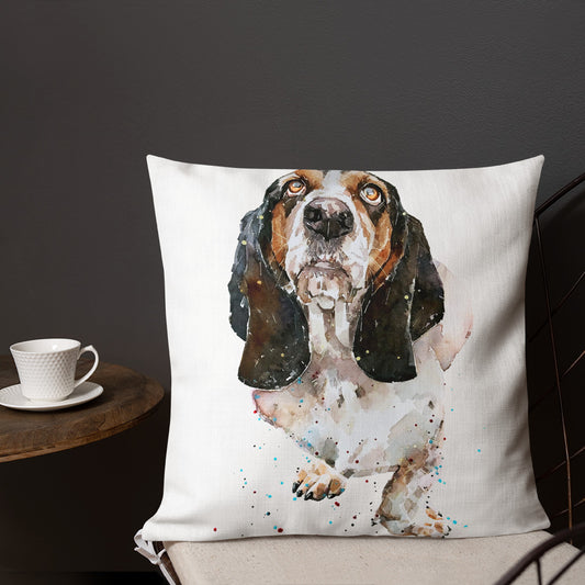 Basset Hound (Version 3) | Premium Pillow/Cushion | Edswatercolours