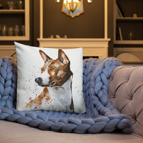 Basenji The Thinker Premium Pillow/Cushion