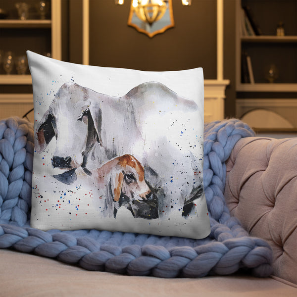 "Grey Brahman Cattle (Version 1)" - Premium Pillow/Cushion