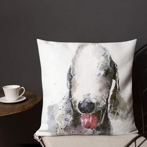 "Bedlington Terrier (Version 4)" - Premium Throw Pillow/Cushion
