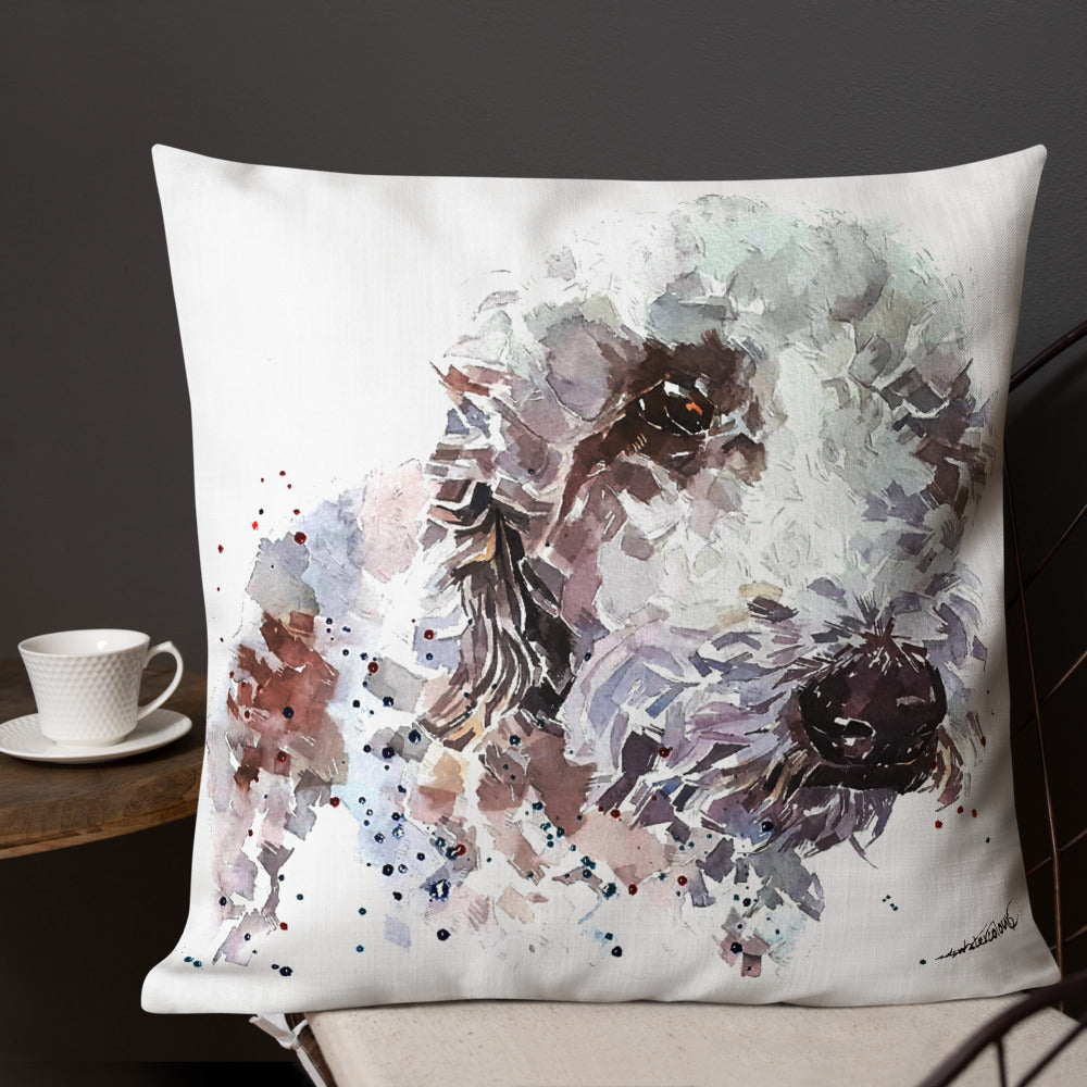 Bedlington Terrier (Version 5) | Premium Pillow/Cushion | Edswatercolours