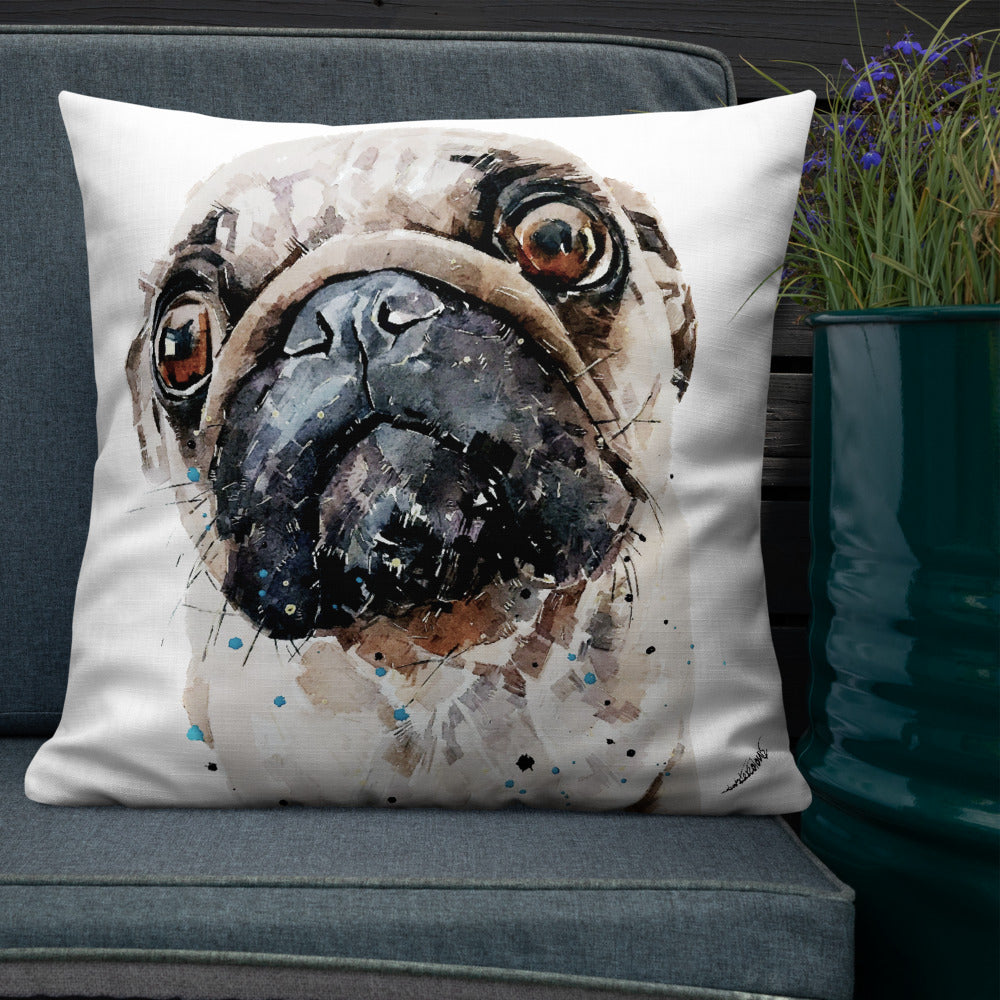 Pug (Version 1) | Premium Pillow/Cushion | Edswatercolours