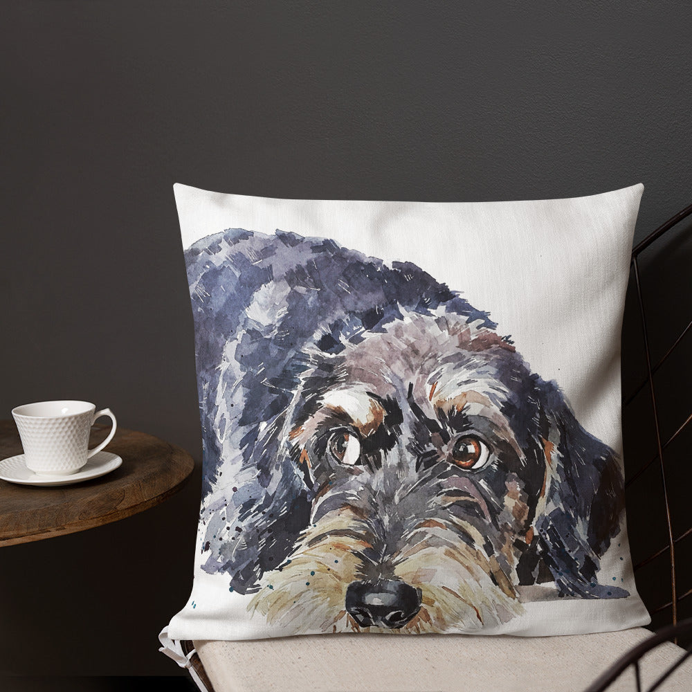 Wire-Haired Dachshund (Version 2) | Premium Pillow/Cushion | Edswatercolours