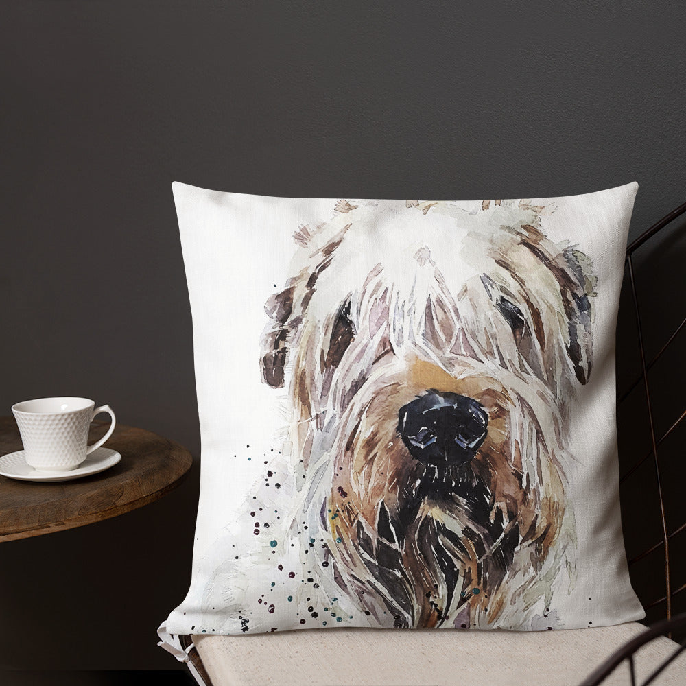 Wheaten Terrier (Version 2) | Premium Pillow/Cushion | Edswatercolours