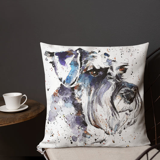 Schnauzer: The Thinker | Premium Pillow/Cushion | Edswatercolours