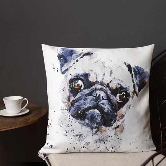 Pug (Version 3) | Premium Pillow/Cushion | Edswatercolours