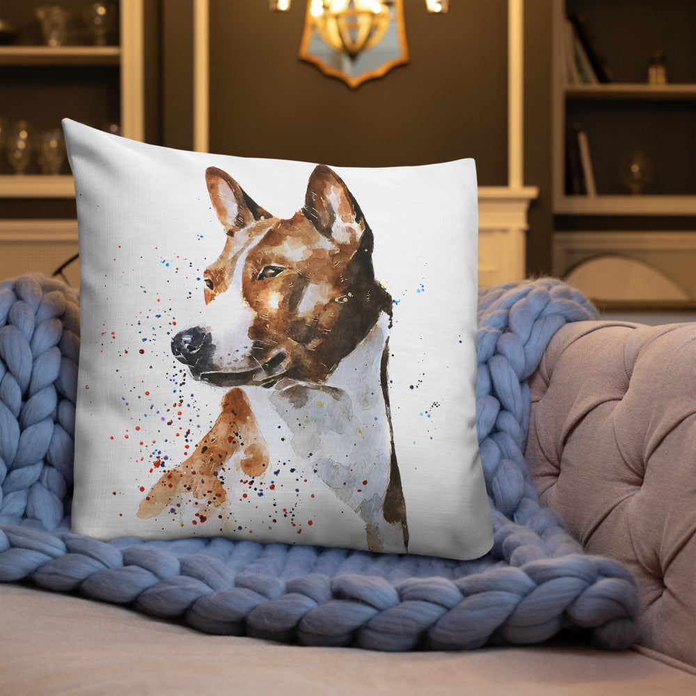 Basenji (The Thinker) | Premium Pillow/Cushion | Edswatercolours