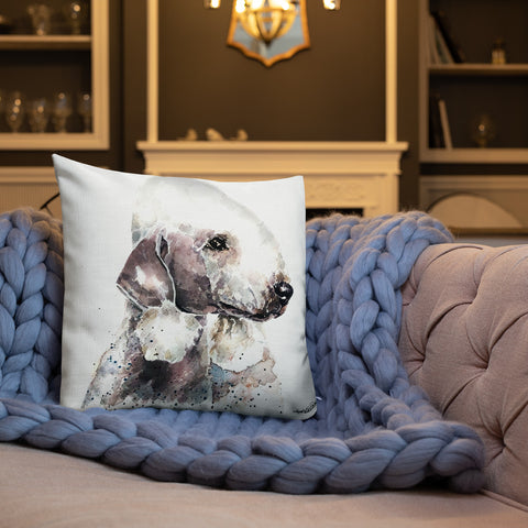 "Bedlington Terrier (Version 2)" - Premium Throw Pillow/Cushion