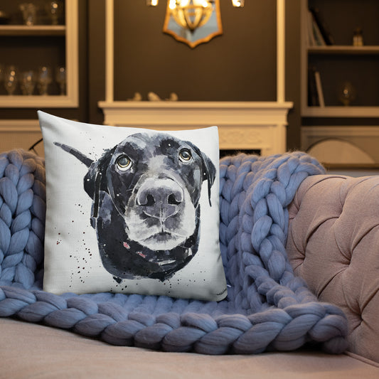 Black Labrador (Version 1) | Premium Pillow/Cushion | Edswatercolours