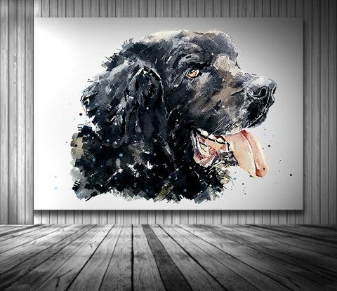 Newfoundland Dog Smile - Canvas Print Watercolour, Newfoundland Canvas, Newfoundland Dog Canvas art, Newfie Dog Canvas wall hanging