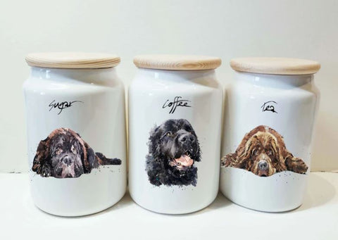 Newfoundland Dog Tea,Coffee and Sugar Storage Jars.Newfoundland Dog Canisters,Newfoundland kitchen containers,Newfie Jars