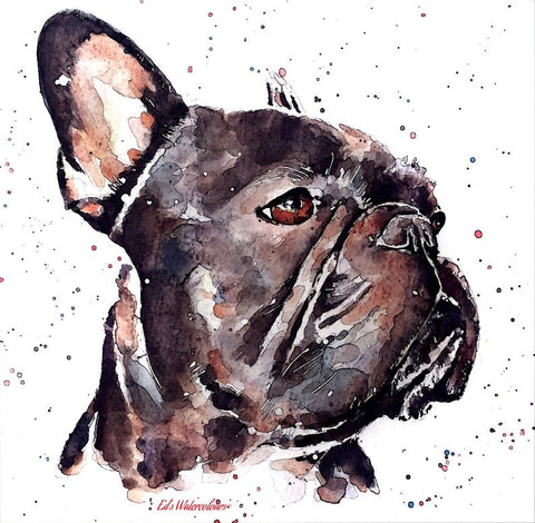 French bulldog - Lost in Thought" Print Watercolour, frenchie watercolour, frenchie art print, frenchie wall hanging