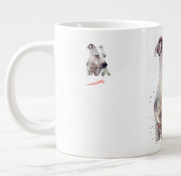 Large White Staffordshire Terrier Ceramic Mug 15 oz
