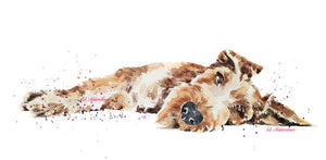 Irish Terrier - passed out" Print Watercolour.Irish Terrier Art,Irish Terrier watercolor,Irish Terrier Wall hanging,Irish Terrier decor
